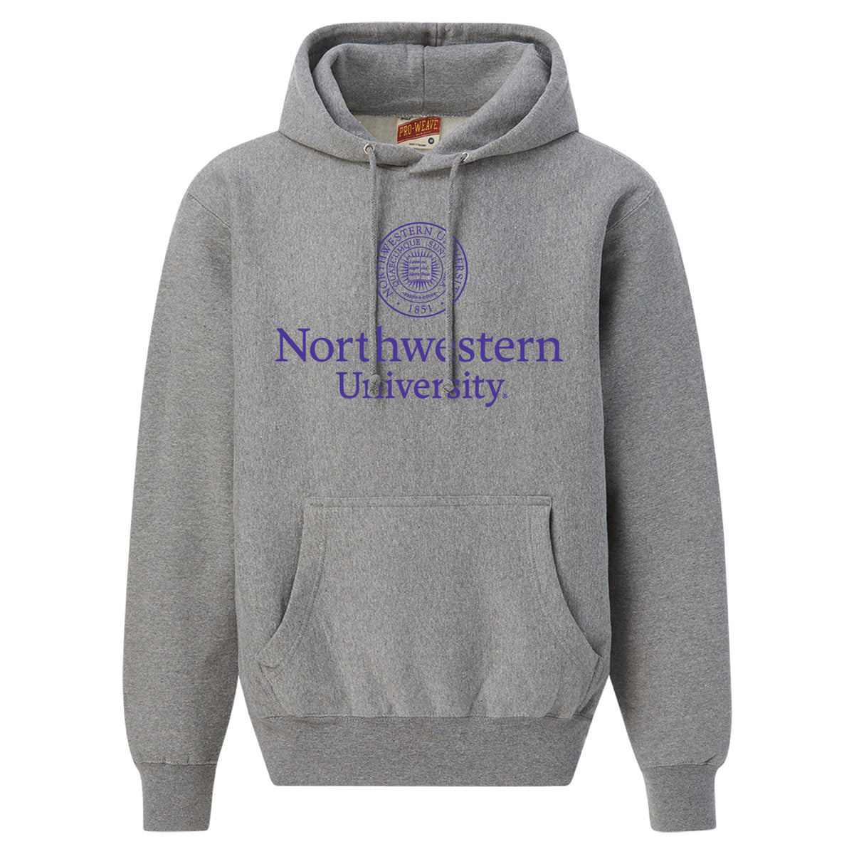 Northwestern University Wildcats Men's MV Super-Heavy Pro-Weave Fleece Graphite Hooded Sweatshirt with Seal Design in Purple