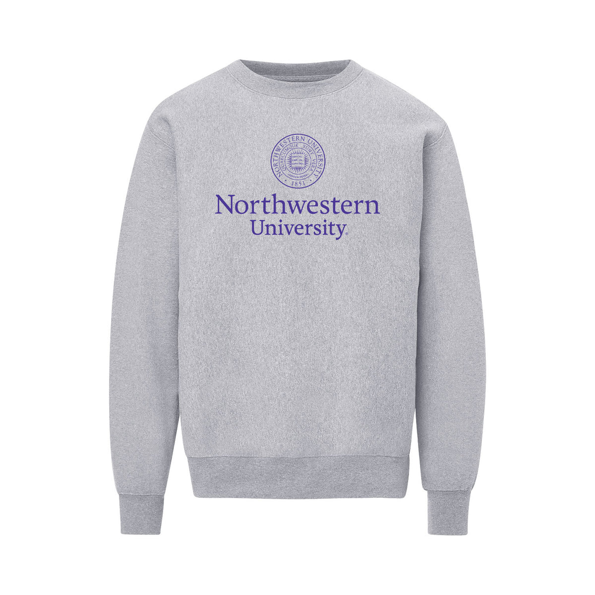 Northwestern University Wildcats Men's MV Pro-Weave Super-Heavy Heather Grey Crewneck Sweatshirt with Seal Design