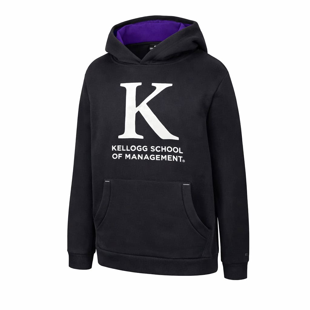 Northwestern I Kellogg Colosseum Youth Black Hooded Sweatshirt with K Design