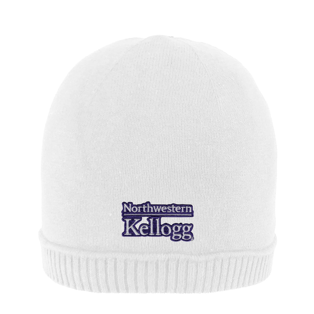 Northwestern I Kellogg Zeus White Cotton Beanie Hat
