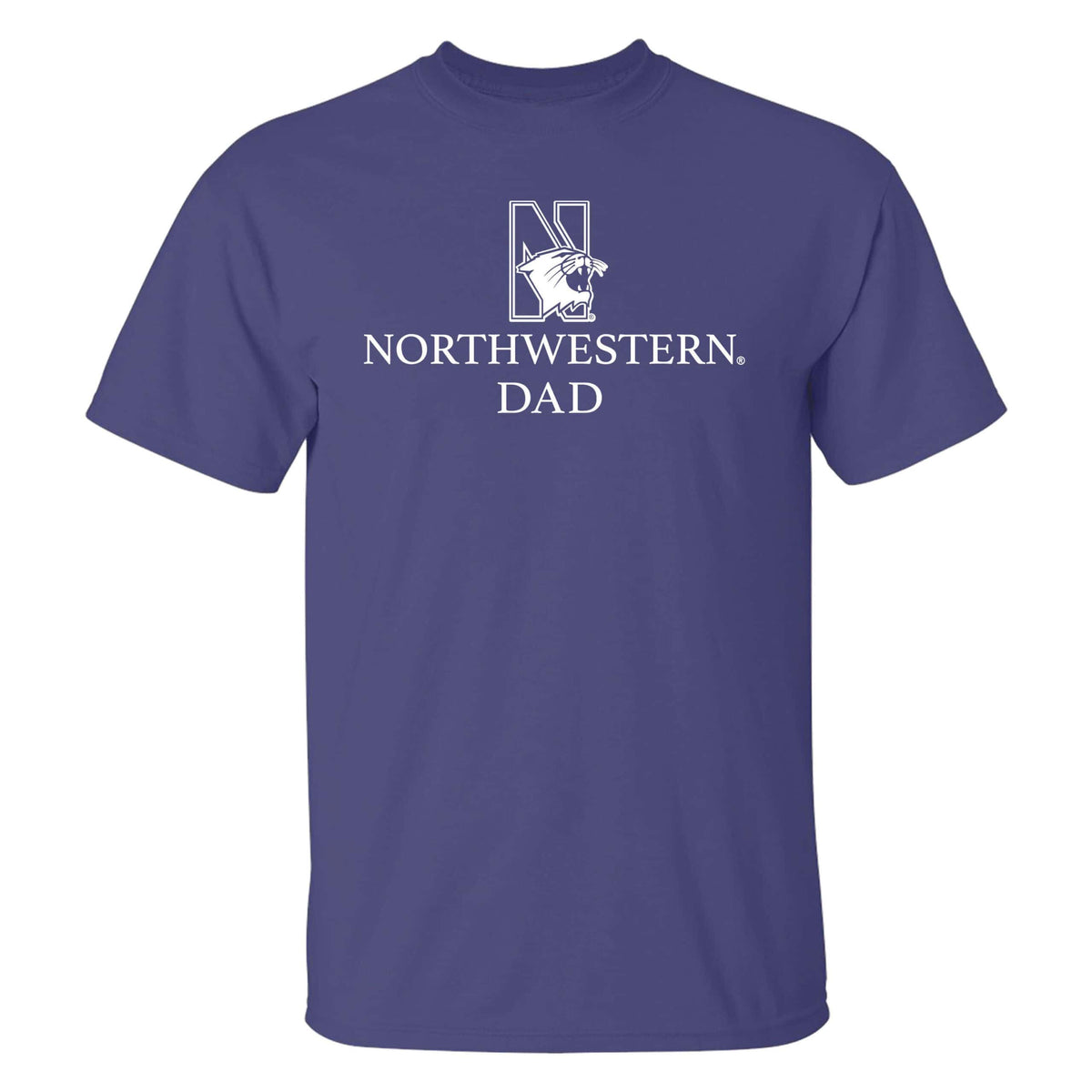 Northwestern University Wildcats Men's MV Purple Classic Tee with Northwestern Dad & N-Cat Design