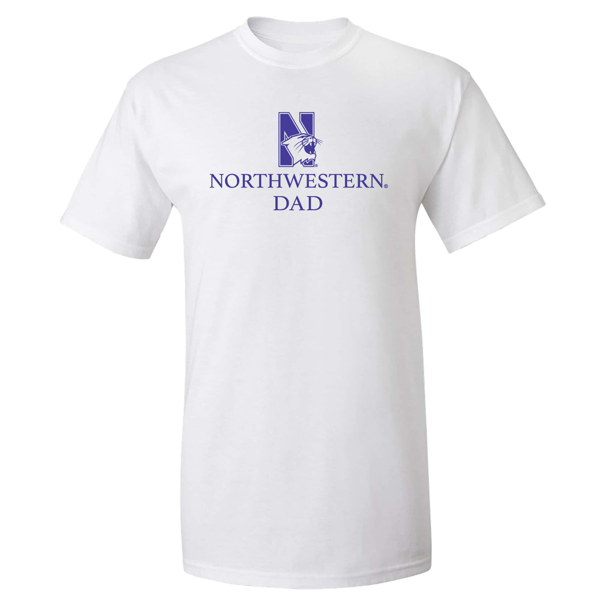 Northwestern University Wildcats Men's MV White Classic Tee with Northwestern Dad & N-Cat Design