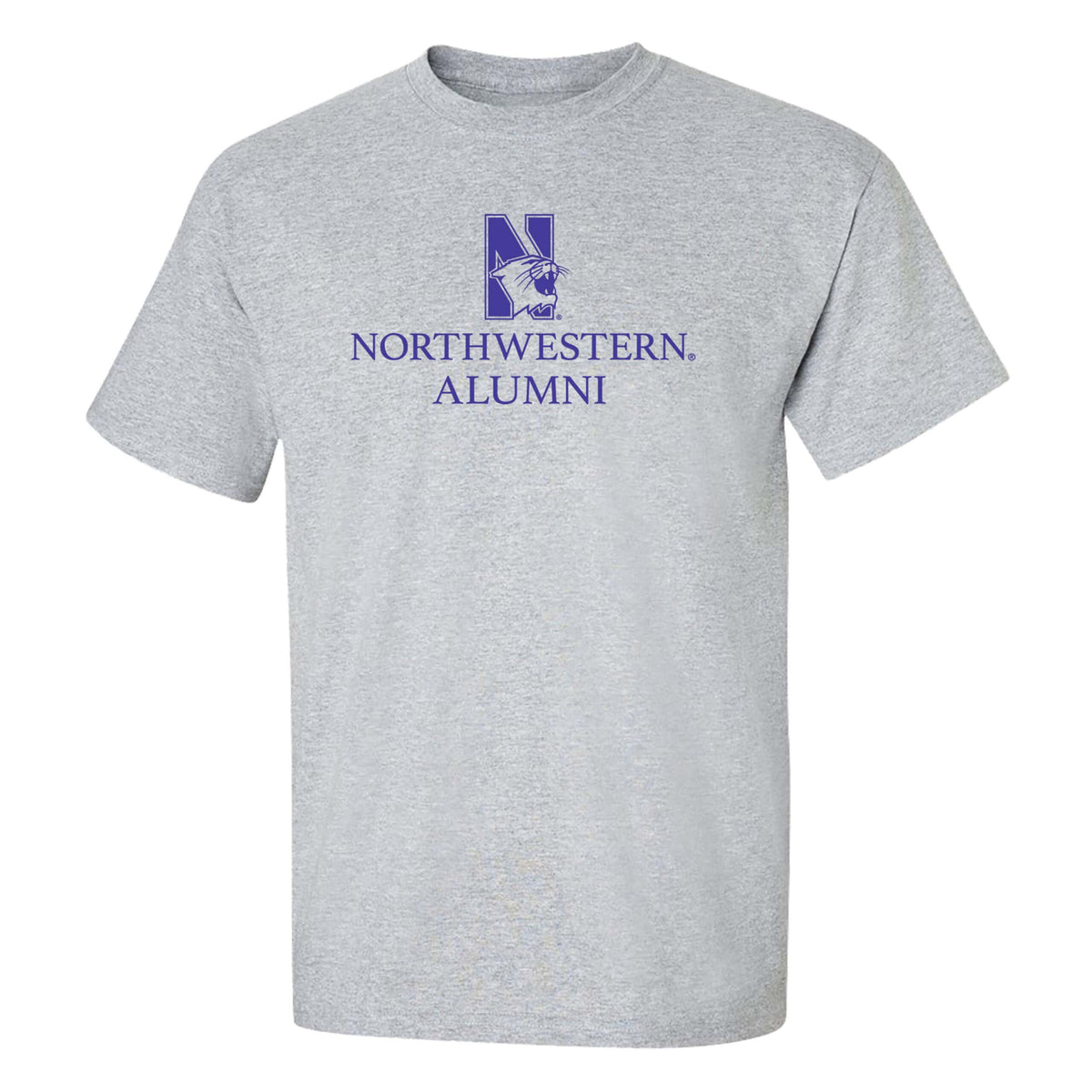 Northwestern University Wildcats Men's MV Heather Grey Classic Tee with Northwestern Alumni & N-Cat Design
