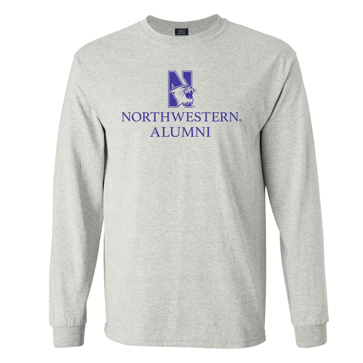Northwestern University Wildcats Men's MV Marble Heather Classic Long Sleeve Tee with Northwestern Alumni & N-Cat Design