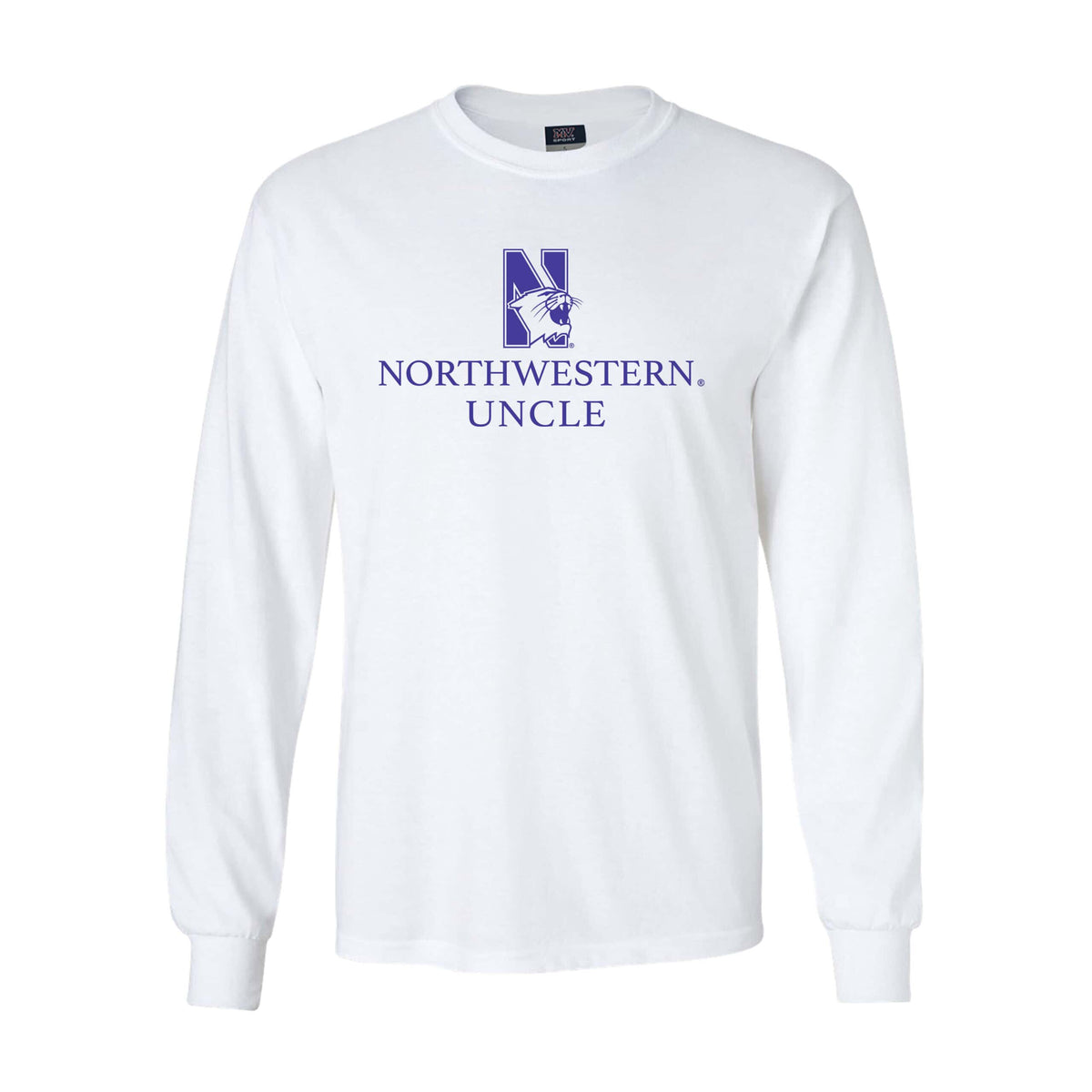 Northwestern University Wildcats Men's MV White Classic Long Sleeve Tee with Northwestern Uncle & N-Cat Design