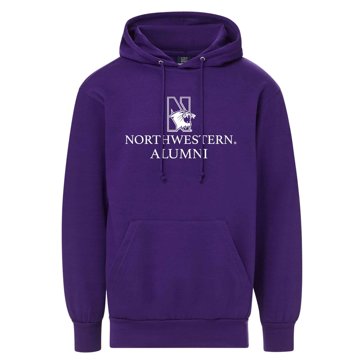 Northwestern University Wildcats Men's MV Fundamental Fleece Purple Hooded Sweatshirt with Northwestern Alumni & N-Cat Design