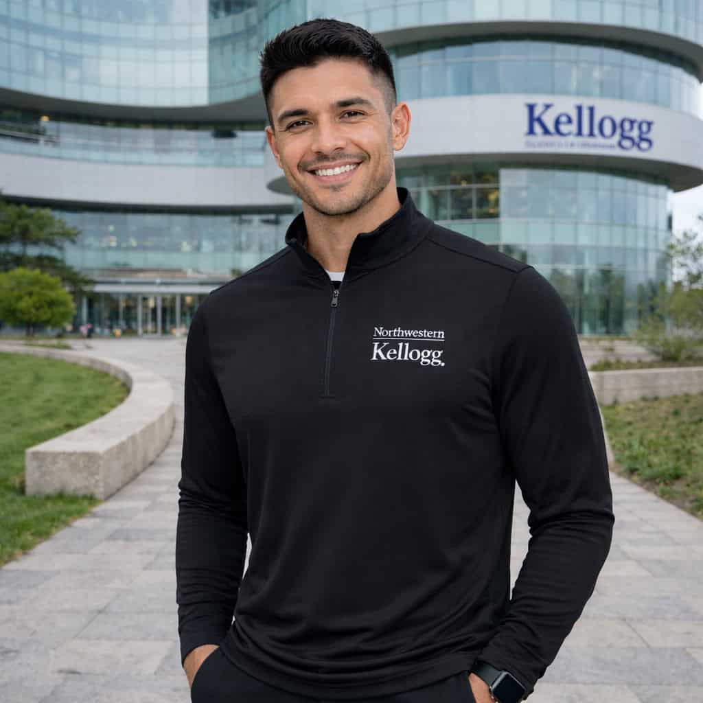 Northwestern I Kellogg Men's Antigua Black Intent 1/4 Zip Pullover