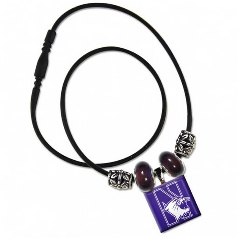 Northwestern Wildcats Lifetile Necklace w/Beads