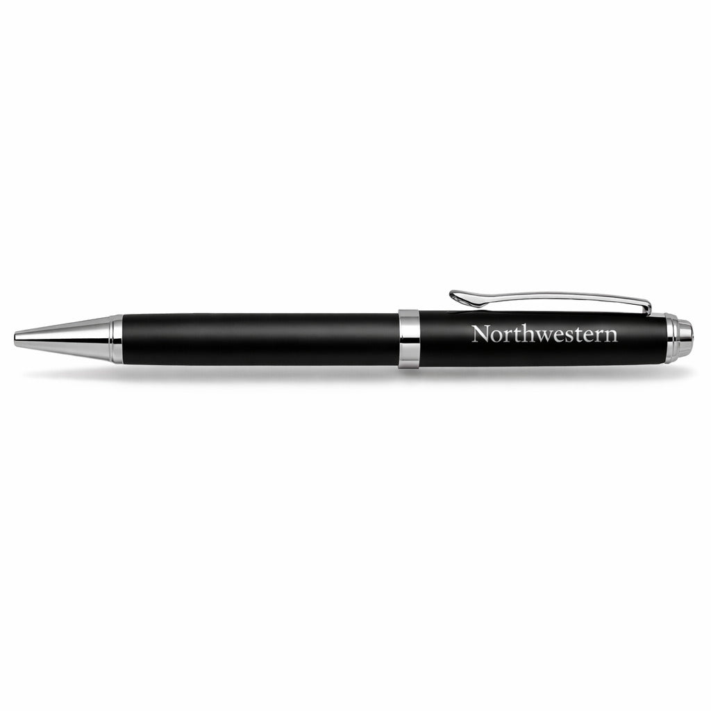 Northwestern University Wildcats Laser Engraved Black Matte Modern Ballpoint Pen