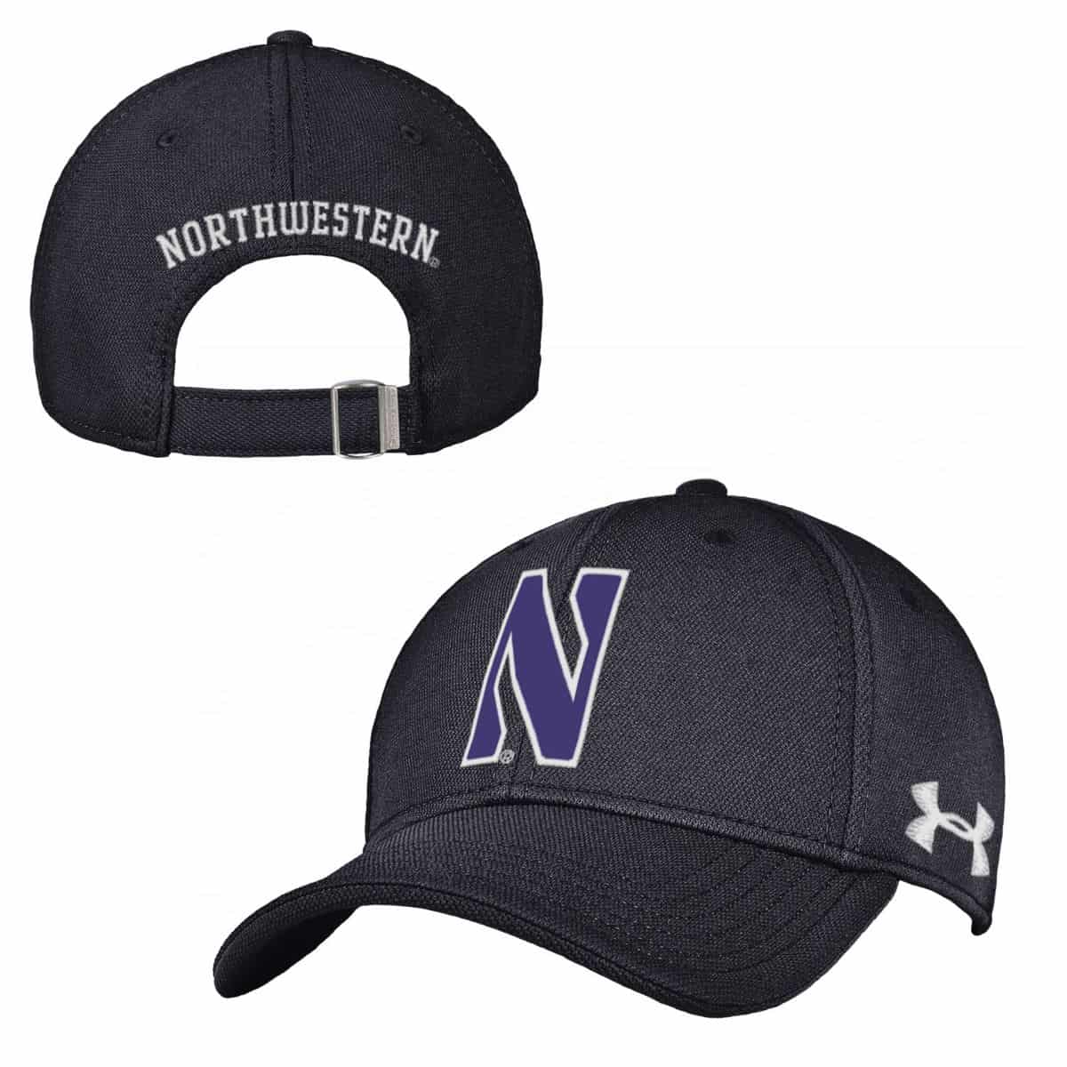 Northwestern University Wildcats Under Armour Adjustable Black Hat with Stylized Northwestern N Design