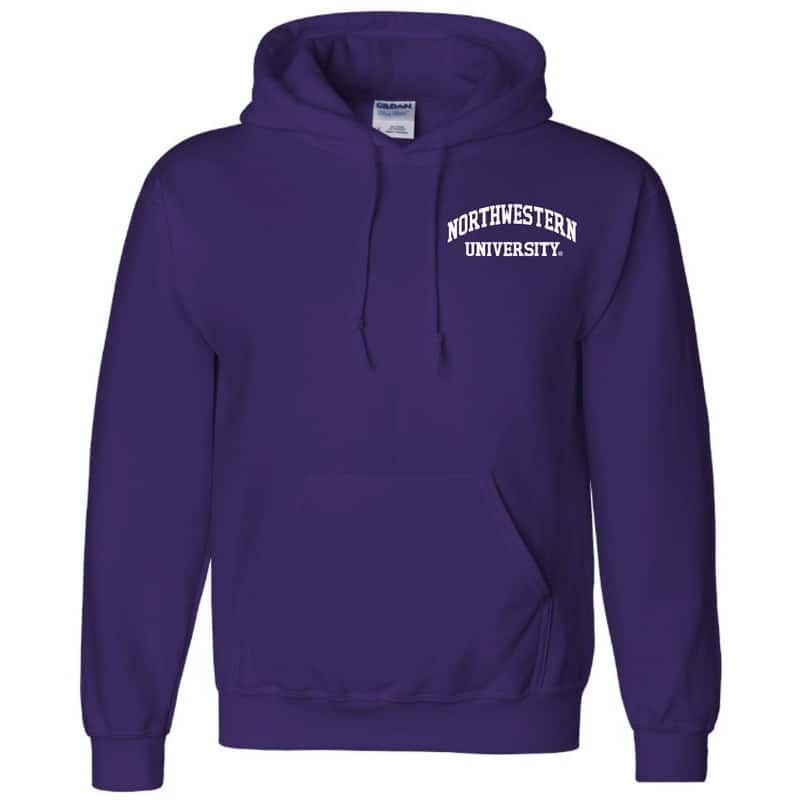 Northwestern University Wildcats Men's Purple Hooded Sweatshirt with Left Chest Embroidered Northwestern University Design