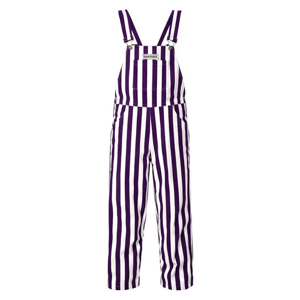 Purple/White Color Adult Game Bib Overalls