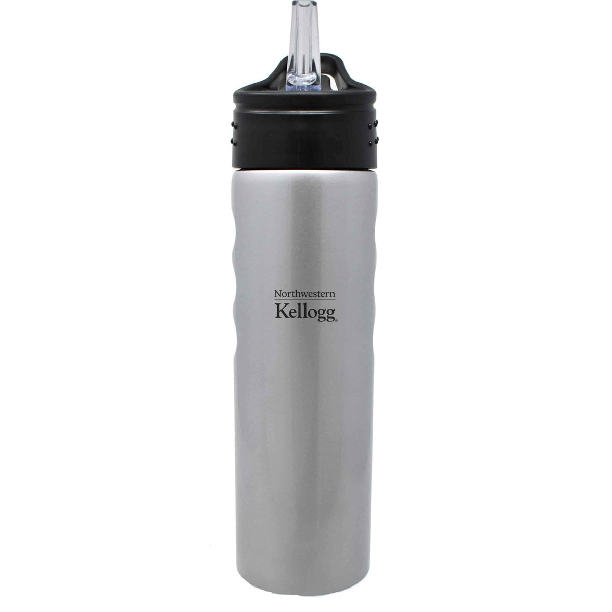 Northwestern I Kellogg Laser Engraved 24 oz. Silver Grip Water Bottle