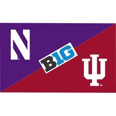 Northwestern University Wildcats 3'X5' House Divided Flag with Indiana Hoosiers