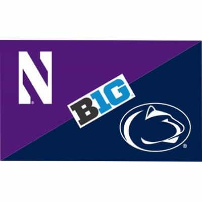 Northwestern University Wildcats 3'X5' House Divided Flag with Penn State Nittany Lions