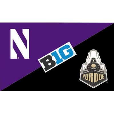 Northwestern University Wildcats 3'X5' House Divided Flag with Purdue Boilermakers