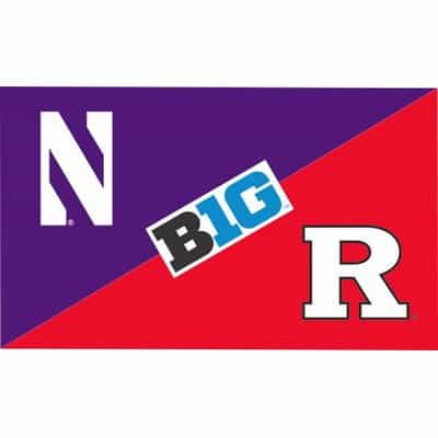 Northwestern University Wildcats 3'X5' House Divided Flag with Rutgers Scarlet Knights