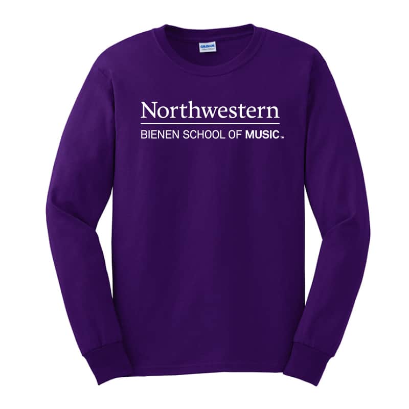 Northwestern University Purple Long Sleeve Tee Shirt with Bienen School of Music Design