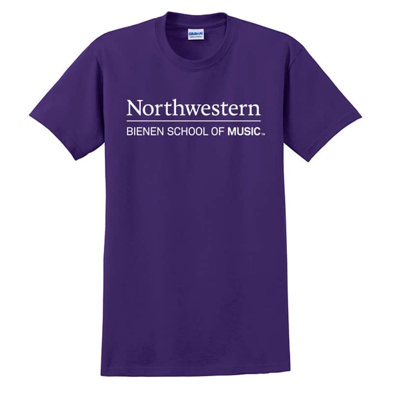 Northwestern University Purple Short Sleeve Tee Shirt with Bienen School of Music Design