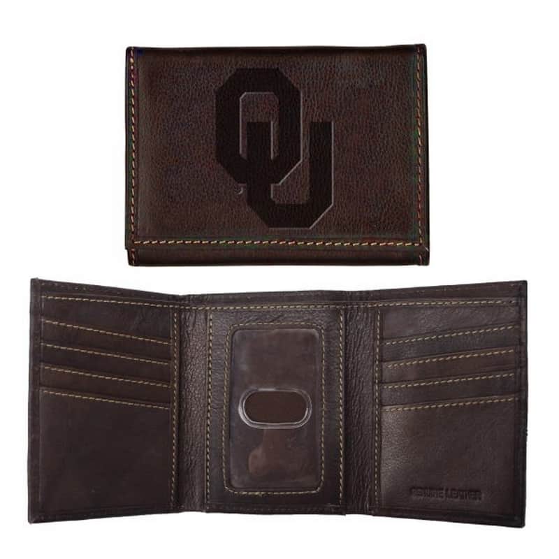 Northwestern University Wildcats Black Onyx Contrast Stitch Genuine Leather Trifold Wallet