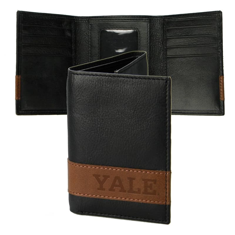 Northwestern University Wildcats Westbridge Black/Tan Two Tone Genuine Leather Trifold Wallet