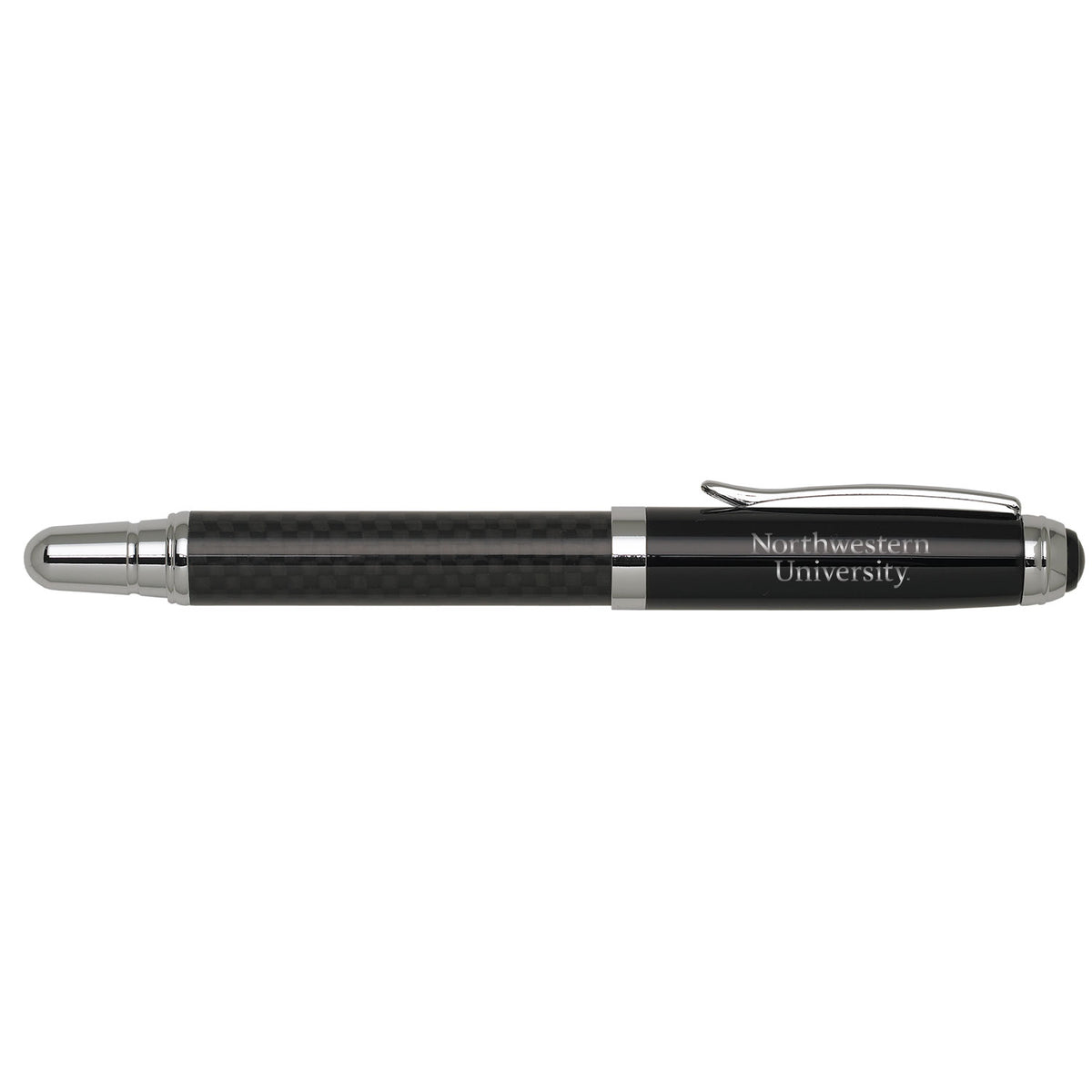 Northwestern University Wildcats Laser Engraved Black Carbon Fiber Ballpoint Pen with Northwestern University Design