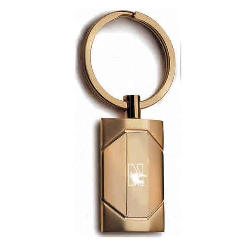 Northwestern University Wildcats Laser Engraved Two Tone Gold Key Chain with Mascot Design