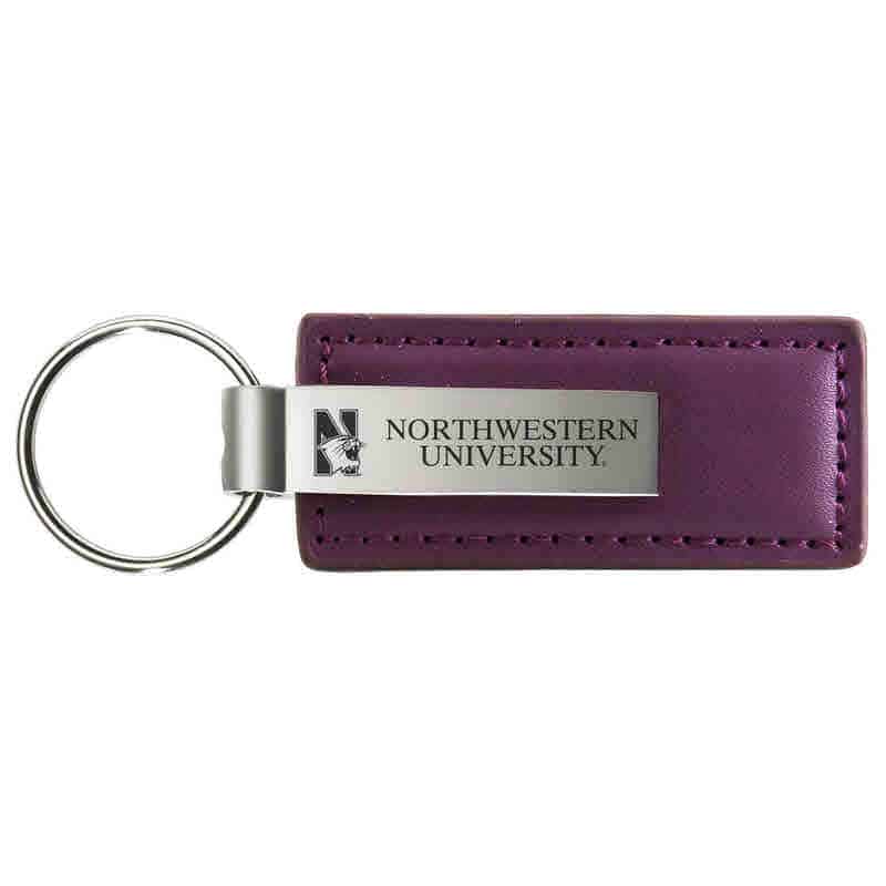 Northwestern University Wildcats Laser Engraved Purple Leather & Metal Keychain with N-Cat & Northwestern University Design