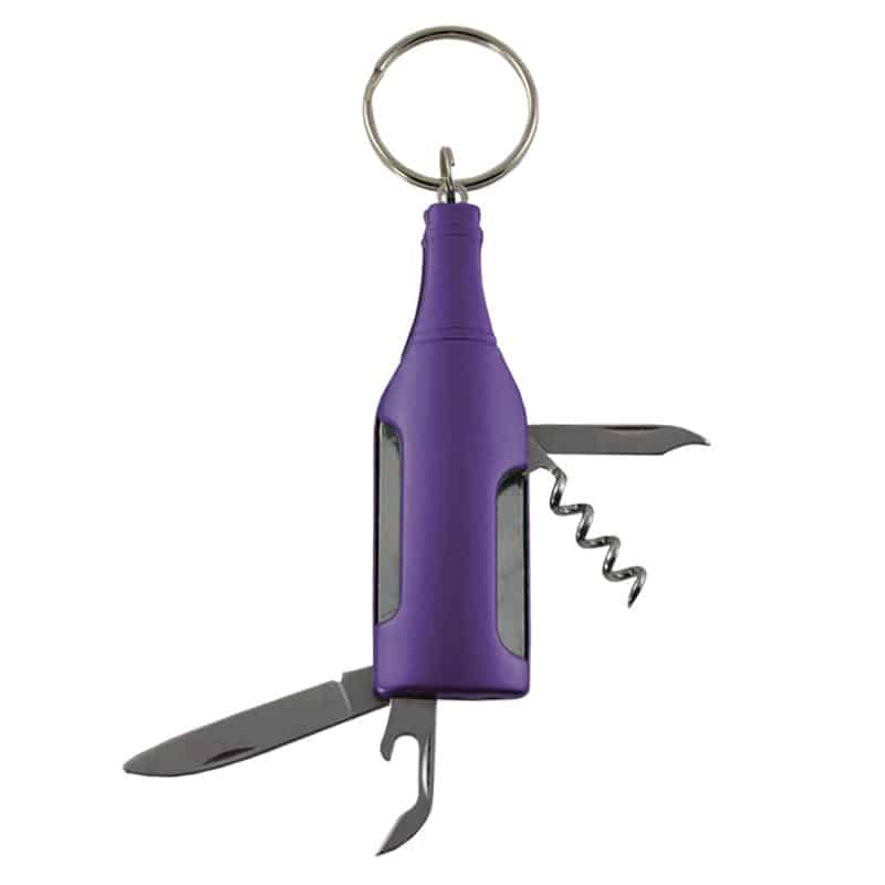Northwestern University Wildcats Purple Laser Engraved Bottle Shaped Multi-Tool Wine/Bottle Opener Keychain