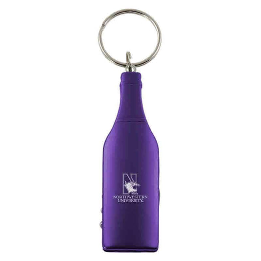 Northwestern University Wildcats Purple Laser Engraved Bottle Shaped Multi-Tool Wine/Bottle Opener Keychain