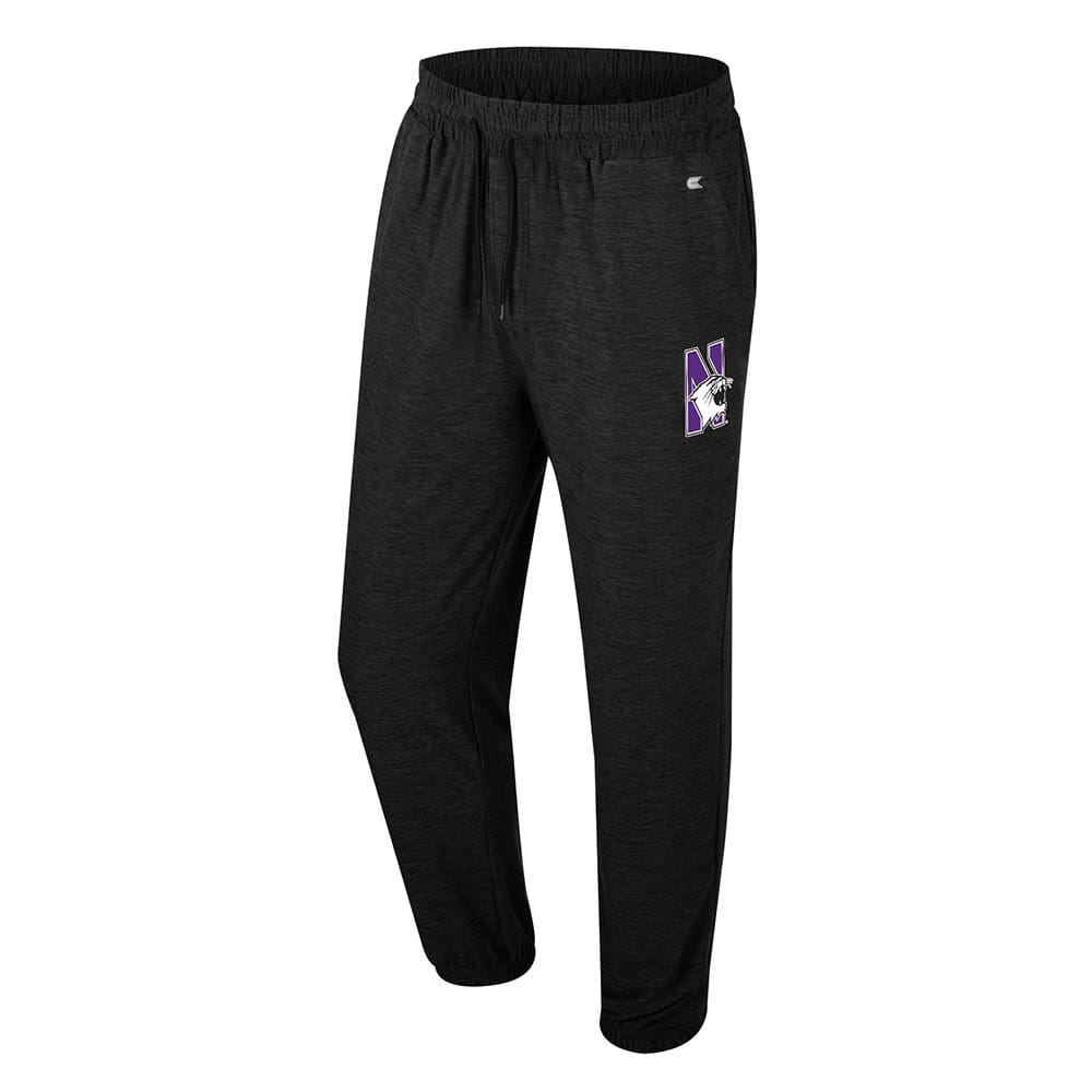 Northwestern University Wildcats Colosseum Men's Revolution Black Joggers with Stylized N-Cat Design