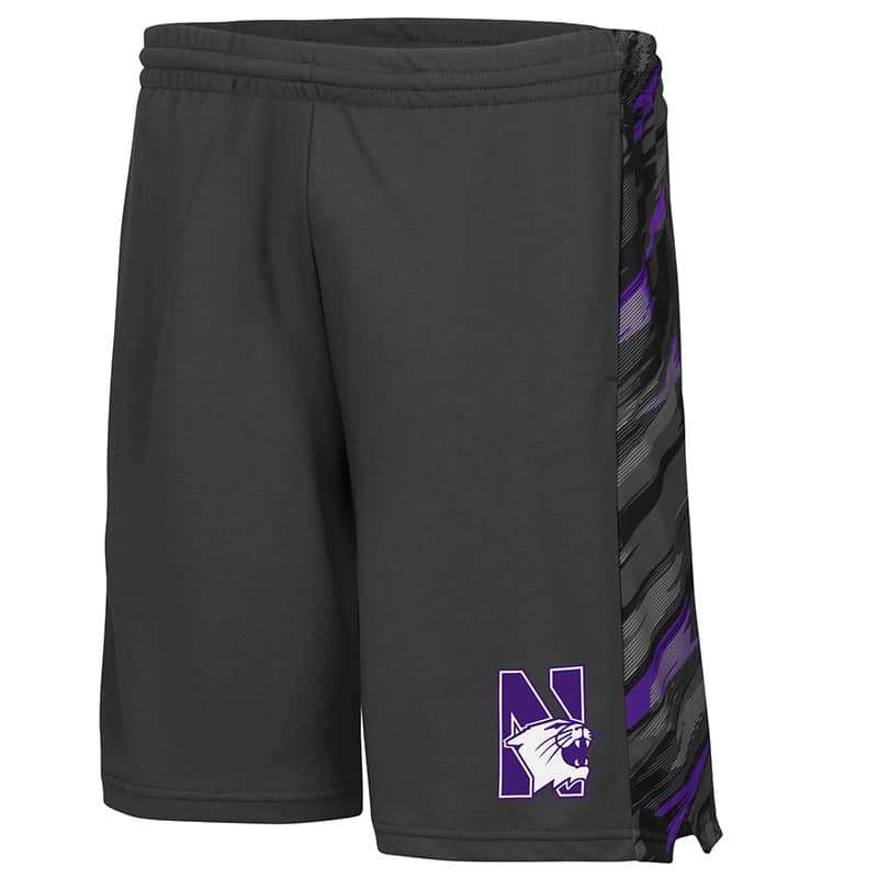 Northwestern University Wildcats Colosseum Men's Charcoal Mustang Short with N-Cat Design