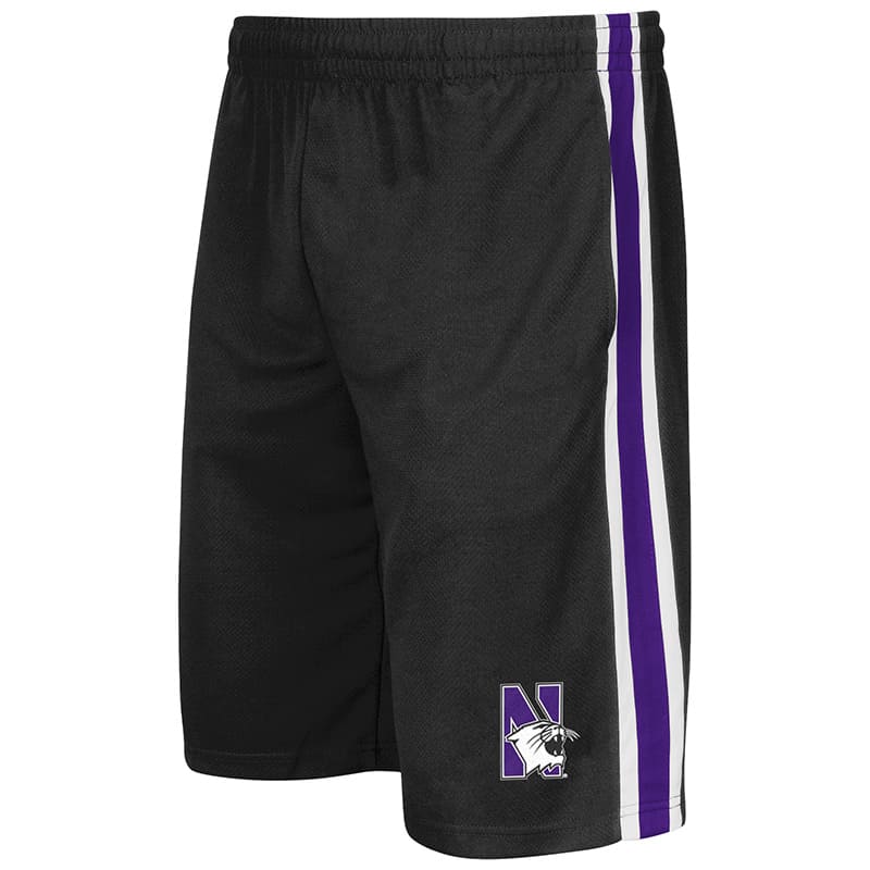 Northwestern University Wildcats Men's Colosseum Black The Stop Short with N-Cat Design
