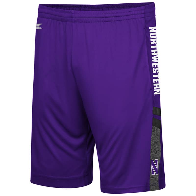 Northwestern University Wildcats Men's Colosseum Purple/Heather Charcoal/Black Perfect Season Shorts with Stylized N Design