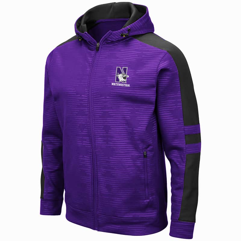 Northwestern University Wildcats Colosseum Men's Bart Purple Zip-Hood Sweatshirt/Lightweight Jacket