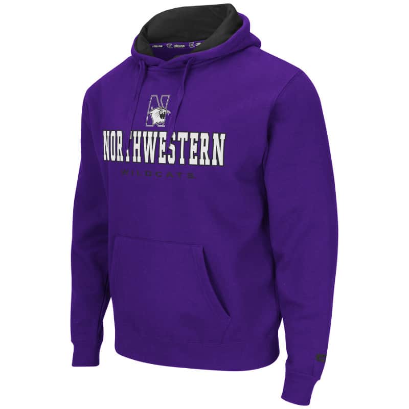Northwestern University Wildcats Colosseum Black Men's Zone II P/O Hoodie with N-Cat Design