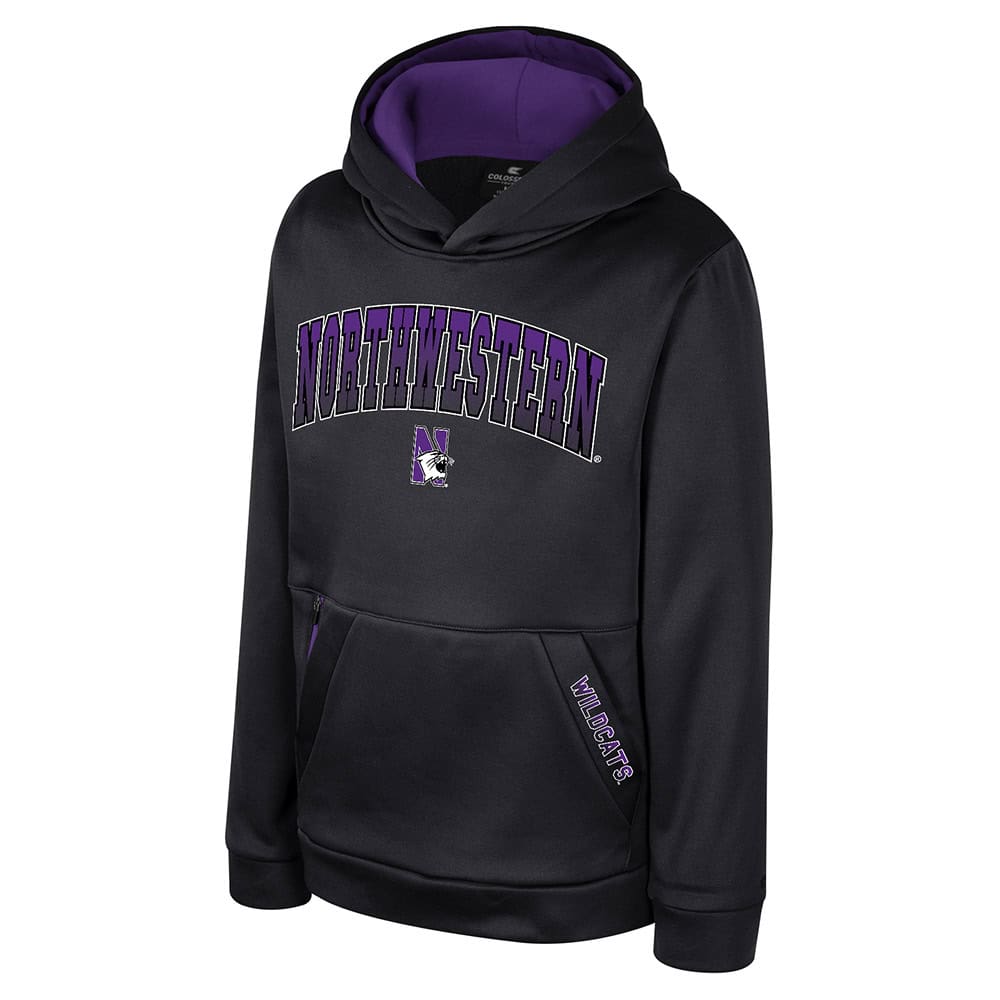 Northwestern University Wildcats Colosseum Youth Armada Pullover Fleece Hoodie (Black/Purple)
