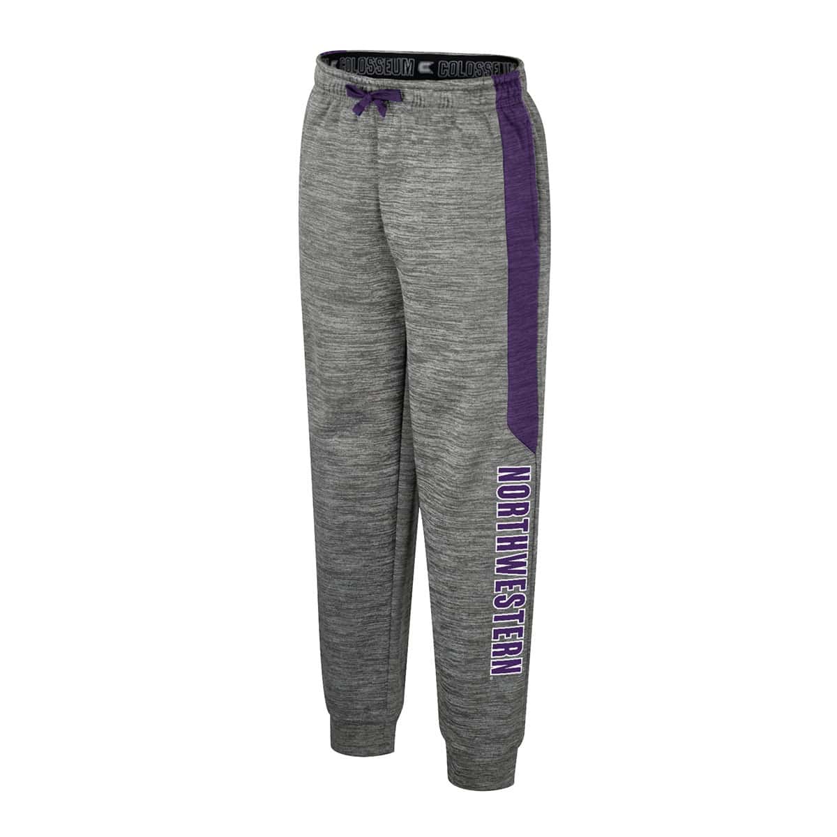 Northwestern University Wildcats Colosseum Youth Rylos Fleece Pant (Nickle Grey/Limited Purple)