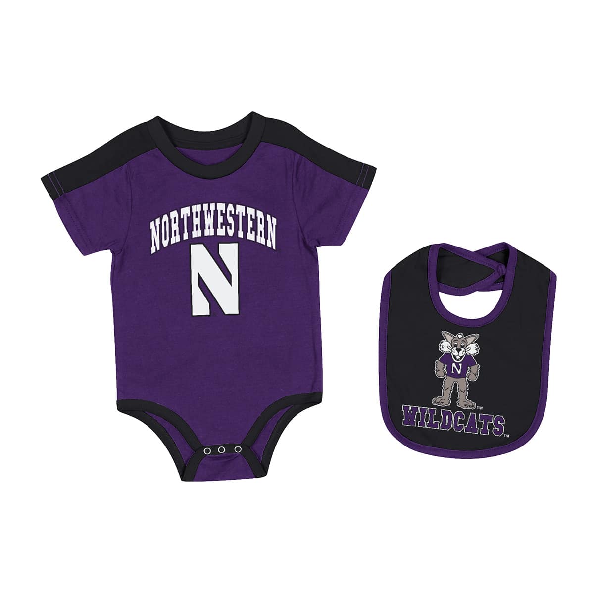 Northwestern University Wildcats Colosseum Infant Encore Onesie And Bib