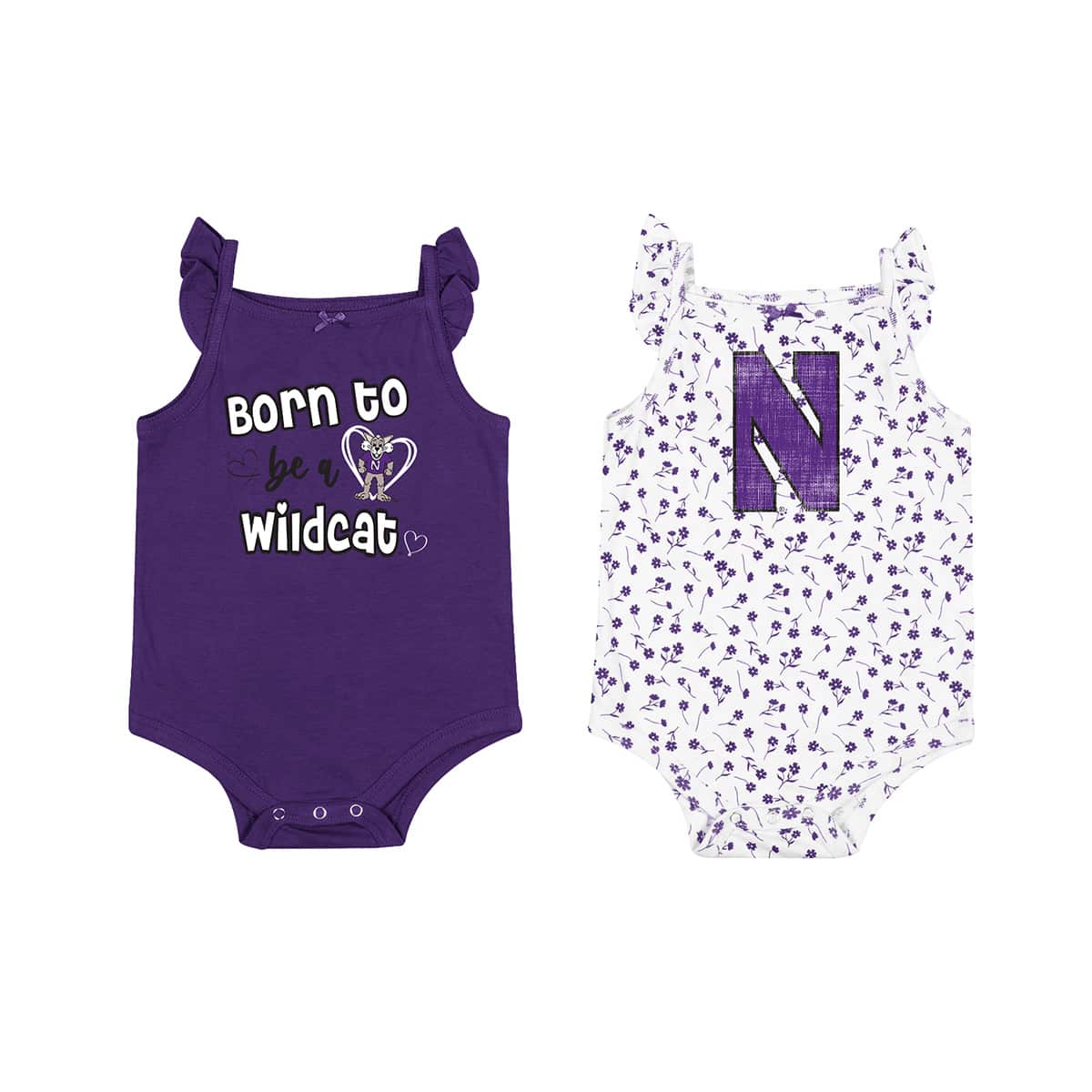 Northwestern University Wildcats Colosseum Infant Girl's Hopper 2 Pack Onesie