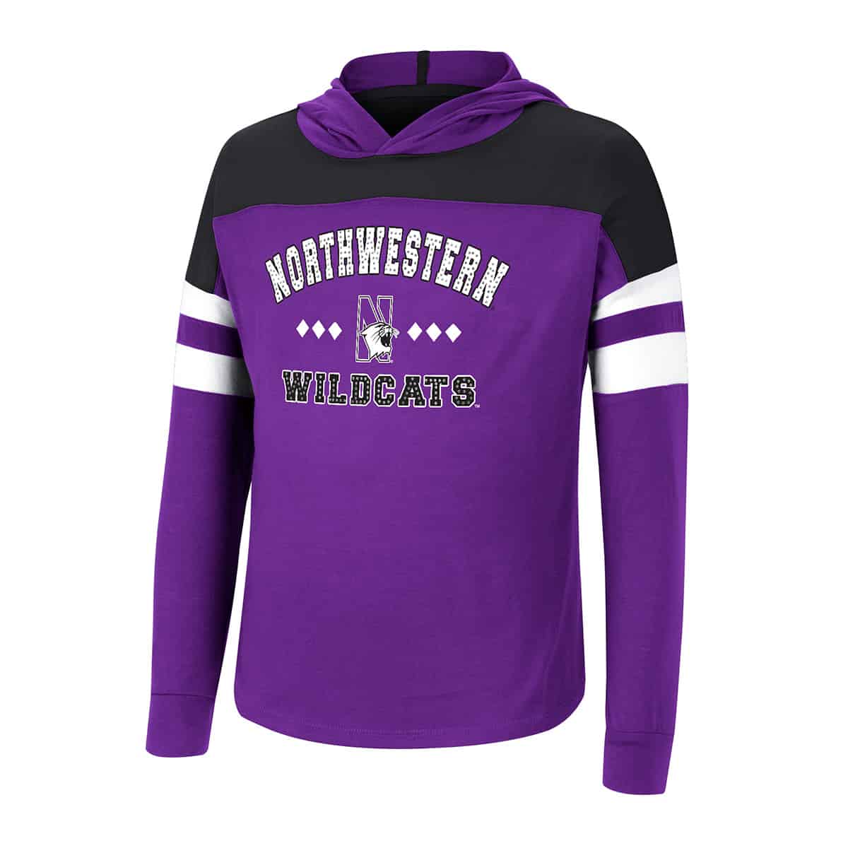 Northwestern University Wildcats Colosseum Girls Jolly Holiday L/S Hooded Tee