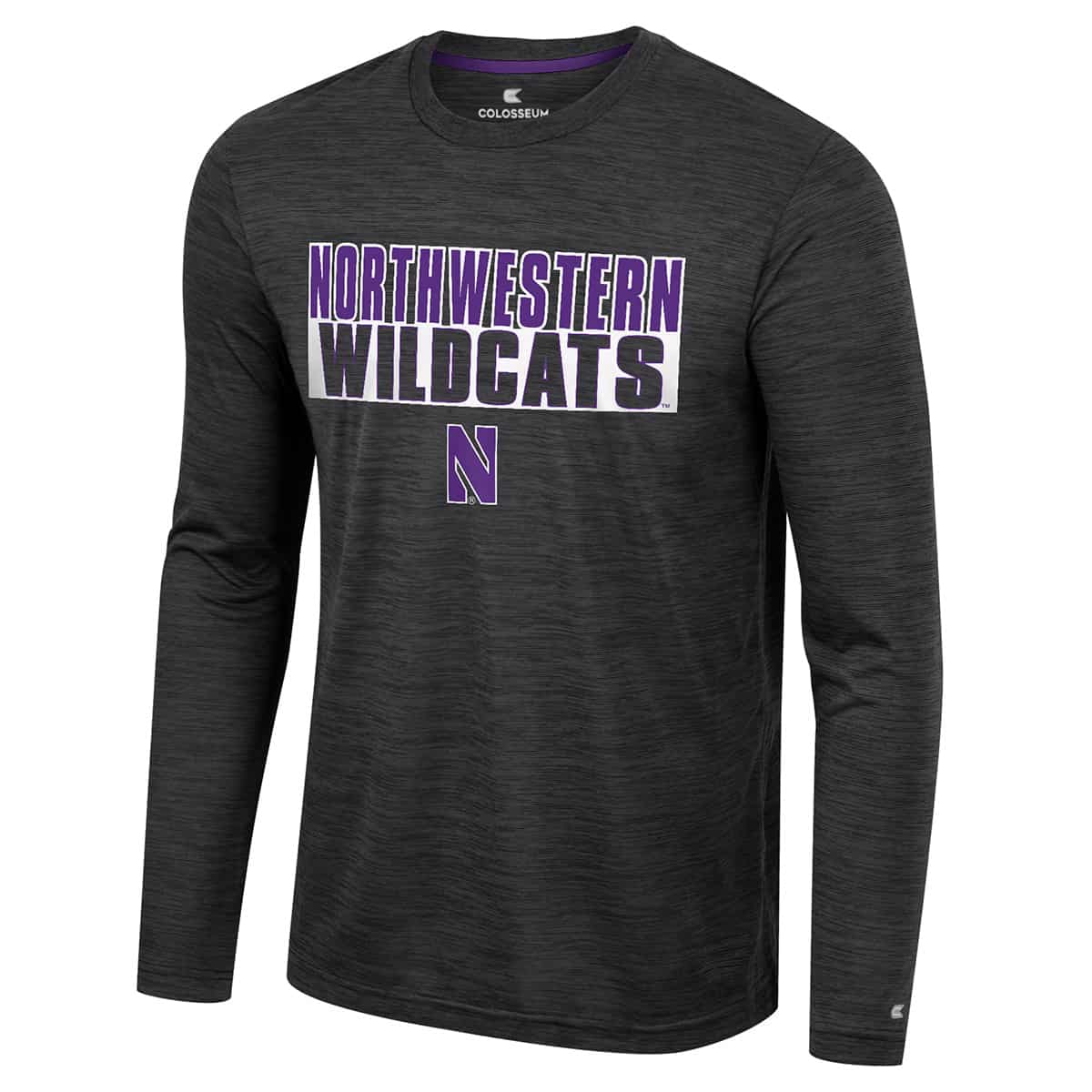 Northwestern University Wildcats Colosseum Men's Black Positraction L/S Tee