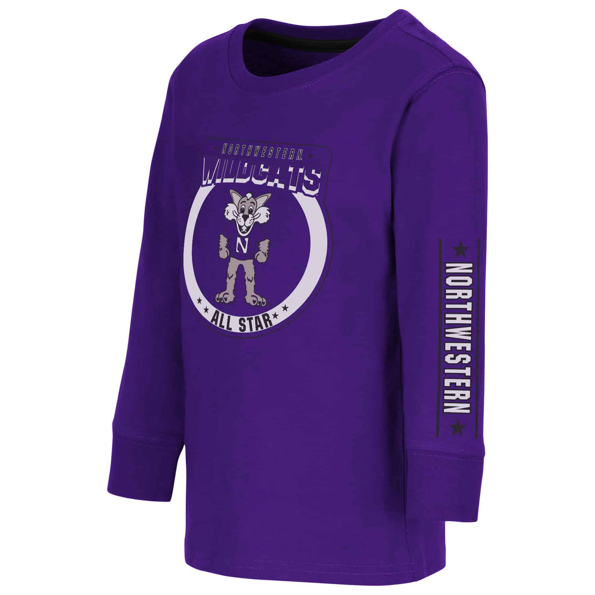 Northwestern University Wildcats Colosseum Toddler Boys Blue Birds L/S Tee