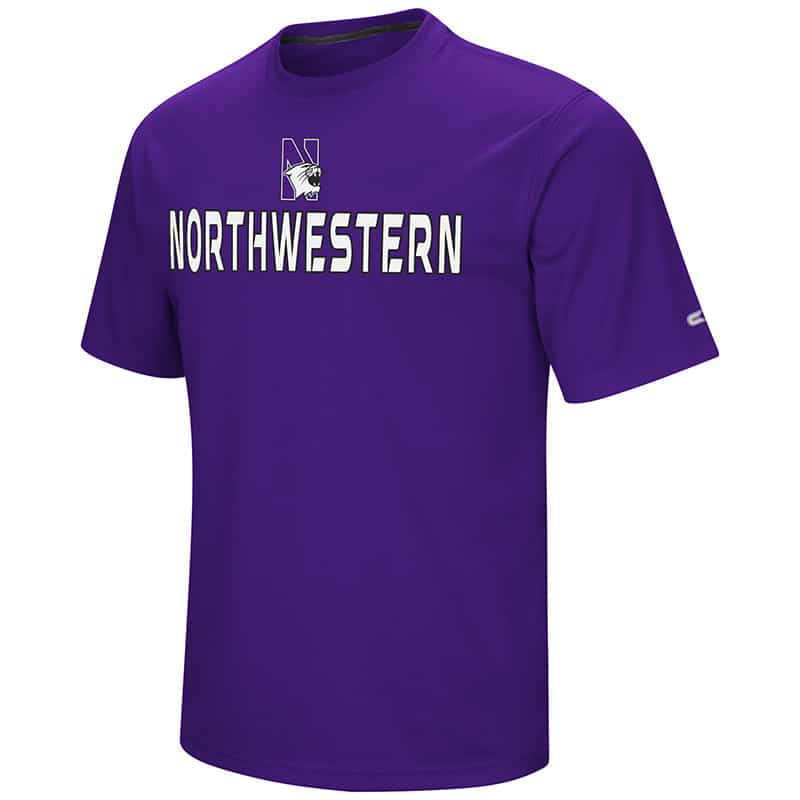 Northwestern University Wildcats Colosseum Men's Purple Boblacko S/S T-Shirt with N-Cat Design