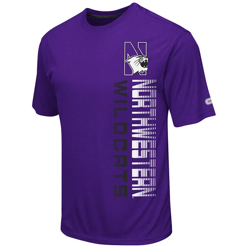 Northwestern University Wildcats Colosseum Men's Heather Purple Chunnel S/S T-Shirt with N-Cat Design