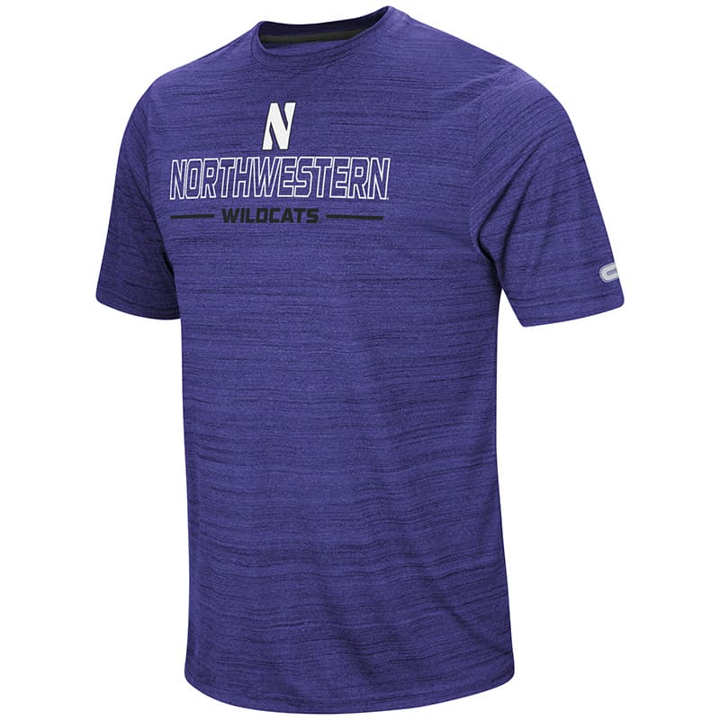 Northwestern University Wildcats Colosseum Men's Purple The Line Up S/S T-Shirt with Stylized N Design