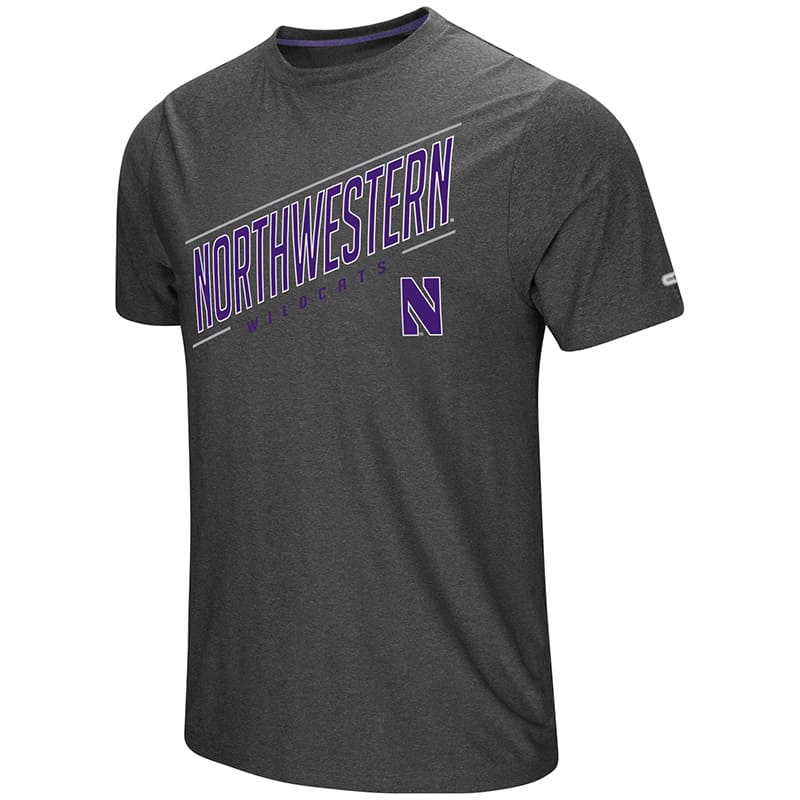 Northwestern University Wildcats Colosseum Men's Charcoal The Show S/S T-Shirt with Stylized N Design