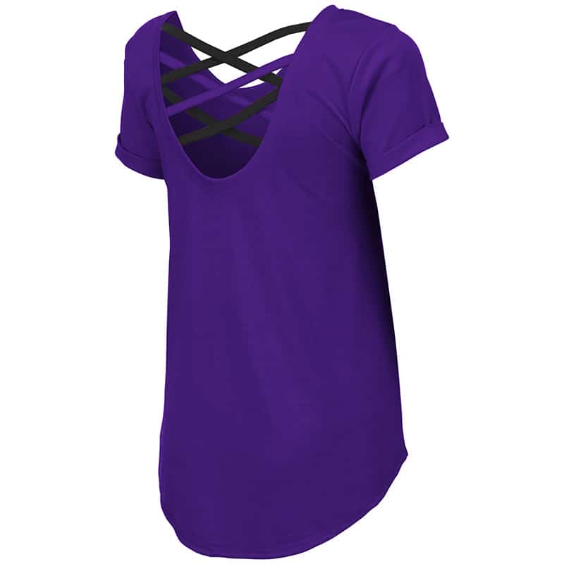 Northwestern University Wildcats Colosseum Ladies Purple Milan Strappy T-Shirt with N-Cat Design-Back