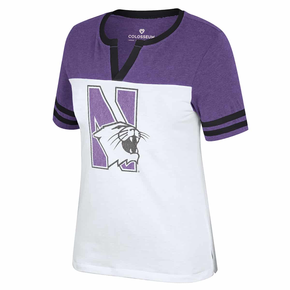 Northwestern University Wildcats Colosseum Ladies Frost Yourself Split Neck S/S Tee