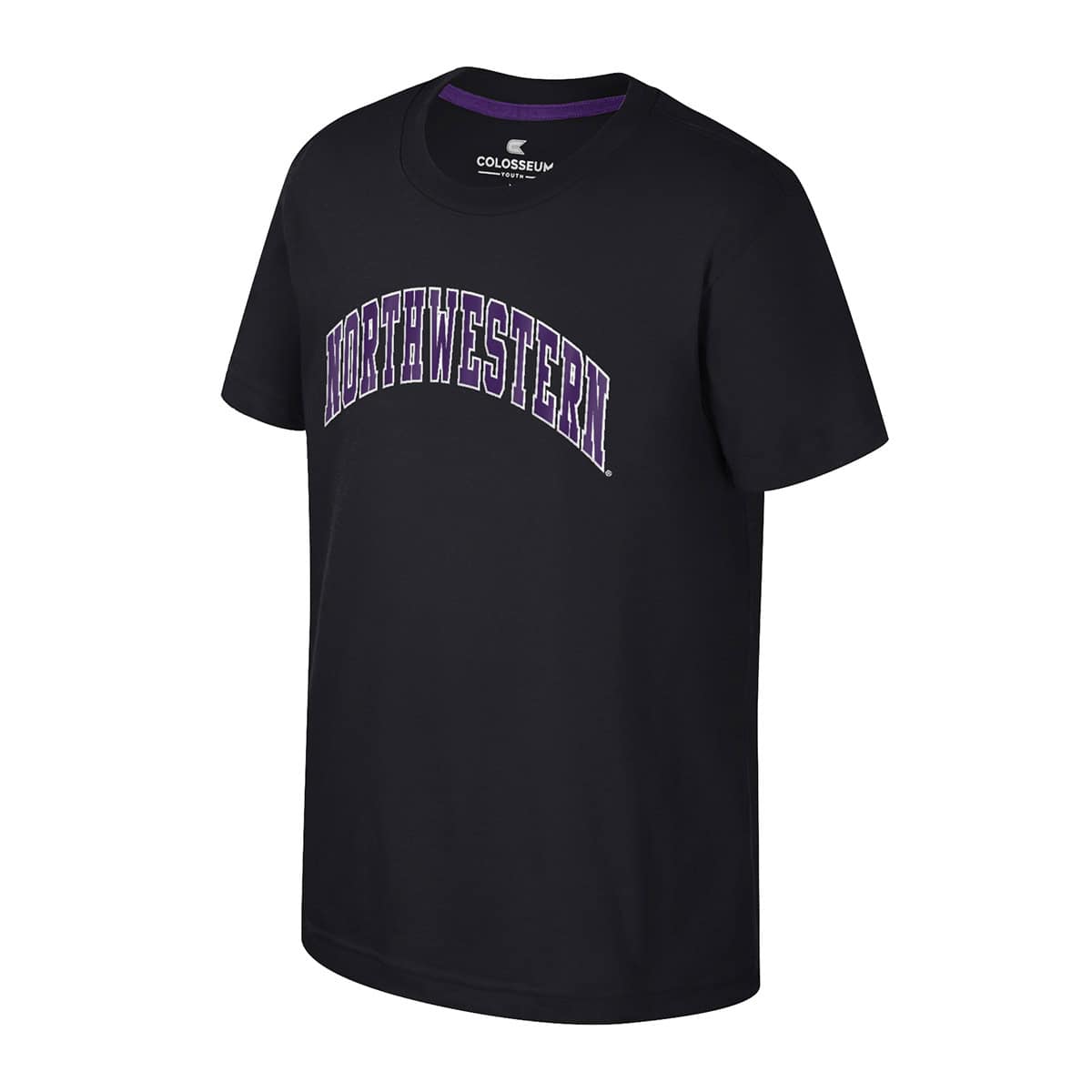 Northwestern University Wildcats Colosseum Youth Kril Black S/S Tee Arch Northwestern Design